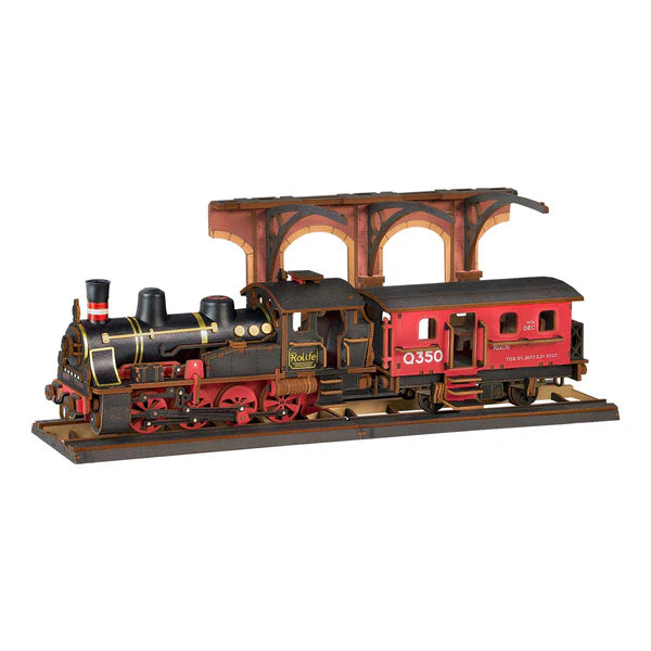 ROKR Locomotive à Vapeur 3D - Puzzle En Bois 469 Pièces - Boîte De Vitesses Manuelle - Maquette En Bois - Dès 14 Ans