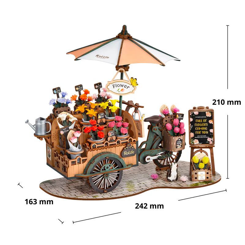 Rolife Robotime Blossom Cart TGS03S dimensions